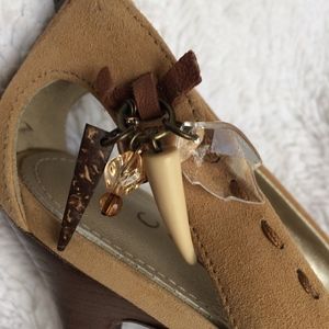 Caressa Larue Suede Peep Toe Jeweled Pump